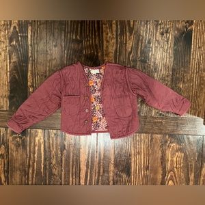 Lali Baby Quilted Reversible Jacket - Dark Pink and floral - 2T